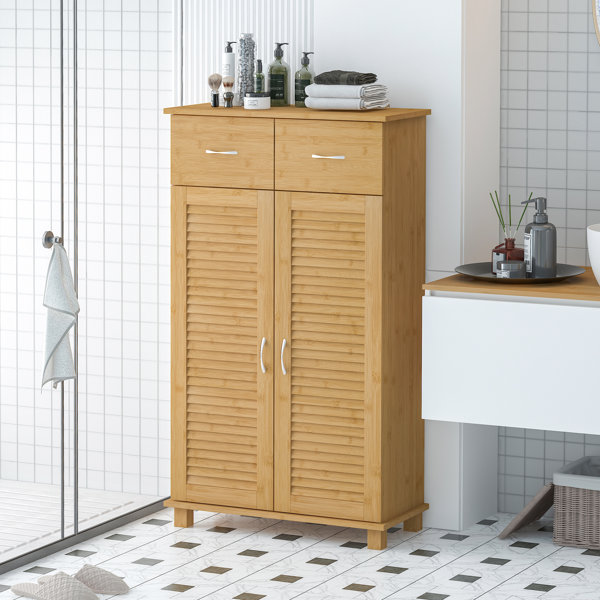 Millwood Pines Asensio Solid Wood Freestanding Bathroom Cabinet | Wayfair